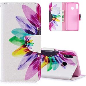 HMTECH Galaxy A40 etui Samsung Galaxy A40 pokrowiec odporny na wstrząsy kolorowy słonecznik skóra PU otwierany notebook portfel etui magnetyczny stojak na karty etui folio etui do Samsung Galaxy A40, BF kolor słonecznik