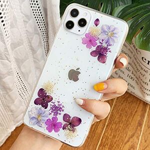 Tybaker iPhone 8 Plus etui na telefon iPhone 7 Plus etui na telefon komórkowy suszone kwiaty etui ochronne cienkie kryształowe żel ręcznie robione kwiaty case bumper cover ochrona etui do iPhone 8/7 Plus