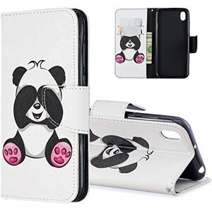 HMTECH Huawei Y5 2019 etui Huawei Y5 2019 pokrowiec odporny na wstrząsy urocza panda skóra PU klapka notebook portfel etui magnetyczne stojak na karty gniazdo folio zderzak etui do Huawei Y5 2019, BF osłona oko panda