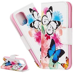 HMTECH do iPhone 11 etui iPhone 11 pokrowiec odporny na wstrząsy niebieski biały motyl skóra PU klapka notebook portfel etui magnetyczne stojak na karty etui folio etui do iPhone'a 11 6,1 cala, BF niebieski biały motyl