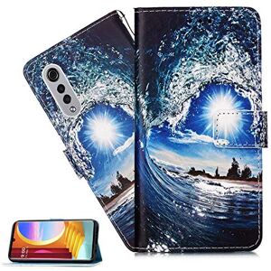 LEMAXELERS LG Velvet 5G / LG G9 etui LG Velvet 5G pokrowiec elegancki niebieski morze słońce skóra PU etui z portfelem z klapką magnetyczny stojak przegródka na karty etui folio zderzak etui do LG