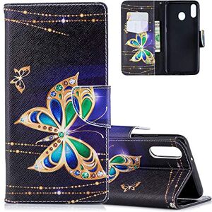 HMTECH Galaxy A40 etui Samsung Galaxy A40 pokrowiec odporny na wstrząsy zielony motyl skóra PU otwierany notebook portfel etui magnetyczny stojak uchwyt gniazdo zderzak etui do Samsung Galaxy A40, BF Bling Green Butterfly