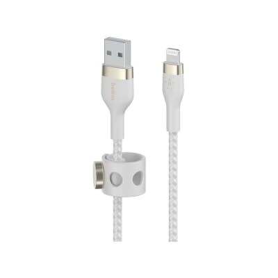 Belkin BoostCharge Pro Flex pleciony kabel USB typu A (2 m) do iPhone'a 14/14 Plus, 13, 12, Pro, Max, Mini, SE, iPad i innych biały Belkin BoostCharge Pro Flex pleciony kabel USB typu A (2 m) do iPhone'a 14/14 Plus, 13, 12, Pro, Max, Mini, SE, iPad i innych biały