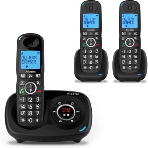 Alcatel XL595 B Voice Trio, telefon bezprzewodowy sekretarka z 3 słuchawkami, duży ekran, Audio-Boost, funkcja blokowania połączeń Alcatel XL595 B Voice Trio, telefon bezprzewodowy sekretarka z 3 słuchawkami, duży ekran, Audio-Boost, funkcja blokowania połączeń