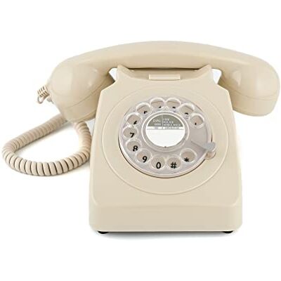 GPO Retro 746IVR 746 Telefon stacjonarny z obrotową tarczą kość słoniowa GPO Retro 746IVR 746 Telefon stacjonarny z obrotową tarczą kość słoniowa