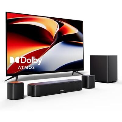 ULTIMEA Soundbar 5.1 z Dolby Atmos i subwooferem, system kina domowego z 2 głośnikami surround, HDMI eARC/OPT/AUX/BT, sterowanie aplikacją, Aura A50 Pro ULTIMEA Soundbar 5.1 z Dolby Atmos i subwooferem, system kina domowego z 2 głośnikami surround, HDMI eARC/OPT/AUX/BT, sterowanie aplikacją, Aura A50 Pro