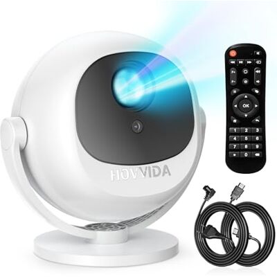 HOVVIDA Beamer 2025 przenośny projektor, elektryczna regulacja ostrości, kompatybilny z 4K 1080P, WiFi 6 Bluetooth 5.2, obrót o 360°, zintegrowana aplikacja, z kablem HDMI, kompatybilny z pendrivem HOVVIDA Beamer 2025 przenośny projektor, elektryczna regulacja ostrości, kompatybilny z 4K 1080P, WiFi 6 Bluetooth 5.2, obrót o 360°, zintegrowana aplikacja, z kablem HDMI, kompatybilny z pendrivem