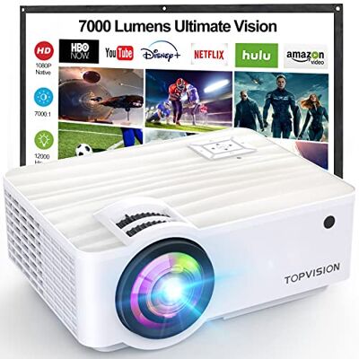 HOPVISION Projektor, Mini Projektor Natywny 1080p 4K Projektor 9500 Lumenów Bluetooth 5.1 Multimedialny Projektor Kina Domowego z Ekranem 100" Kompatybilny z HDMI/USB/AV/Smartfonem/Padem/TV Box/Laptopem HOPVISION Projektor, Mini Projektor Natywny 1080p 4K Projektor 9500 Lumenów Bluetooth 5.1 Multimedialny Projektor Kina Domowego z Ekranem 100" Kompatybilny z HDMI/USB/AV/Smartfonem/Padem/TV Box/Laptopem