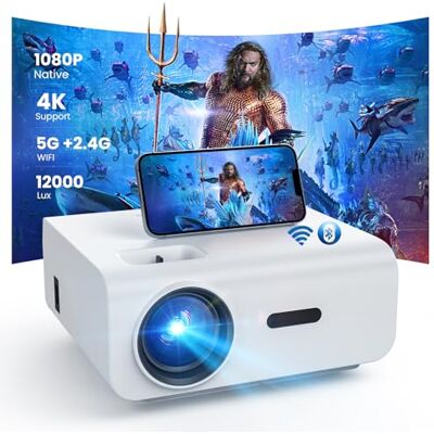 HOPVISION Projektor, Mini Projektor WiFi Bluetooth Full HD 1080P, Projektor 4K do Kina Domowego, 300-Calowy Wyświetlacz, Projektor Zewnętrzny Kompatybilny ze Smartfonem/HDMI/USB/Laptopem/Palnikiem/PS5 HOPVISION Projektor, Mini Projektor WiFi Bluetooth Full HD 1080P, Projektor 4K do Kina Domowego, 300-Calowy Wyświetlacz, Projektor Zewnętrzny Kompatybilny ze Smartfonem/HDMI/USB/Laptopem/Palnikiem/PS5