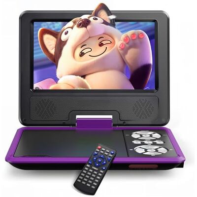 WOLFANG Przenośny odtwarzacz DVD 9,5" dla dzieci w samochodzie z obrotowym ekranem HD o przekątnej 7,5", głośniki stereo, 6 godzin pracy baterii, obsługa synchronizacji telewizji/USB/karty SD [brak WOLFANG Przenośny odtwarzacz DVD 9,5" dla dzieci w samochodzie z obrotowym ekranem HD o przekątnej 7,5", głośniki stereo, 6 godzin pracy baterii, obsługa synchronizacji telewizji/USB/karty SD [brak