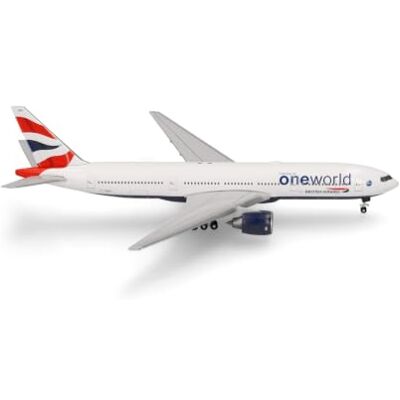 Herpa model samolotu British Airways Boeing 777-200 „oneworld”, miniatura w skali 1:500, model kolekcjonerski, bez podstawki, metal Herpa model samolotu British Airways Boeing 777-200 „oneworld”, miniatura w skali 1:500, model kolekcjonerski, bez podstawki, metal