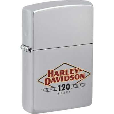 Zippo Harley-Davidson Zapalniczka Sztormowa, Kolorowy Nadruk, do Napełniania, Wielokrotnego Użytku, Wiatroodporna Konstrukcja, Pudełko na Prezent, Wykonano w USA, Chrom o optymalnym Połysku Zippo Harley-Davidson Zapalniczka Sztormowa, Kolorowy Nadruk, do Napełniania, Wielokrotnego Użytku, Wiatroodporna Konstrukcja, Pudełko na Prezent, Wykonano w USA, Chrom o optymalnym Połysku