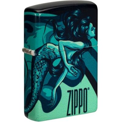 Zippo Mermaid Zapalniczka Sztormowa, Kolorowy Nadruk, do Napełniania, Wielokrotnego Użytku, Wiatroodporna Konstrukcja, Pudełko na Prezent, Wykonano w USA, Kolor 540° Zippo Mermaid Zapalniczka Sztormowa, Kolorowy Nadruk, do Napełniania, Wielokrotnego Użytku, Wiatroodporna Konstrukcja, Pudełko na Prezent, Wykonano w USA, Kolor 540°