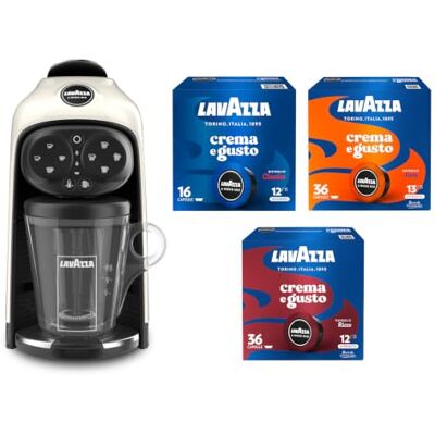 Lavazza , A Modo Mio Deséa White Cream ekspres do kawy z 88 różnych kapsułek kremowych i smakowych, ekspres do espresso 1500 W, 220-240 V, 50/60 Hz, maksymalna pojemność 10 kapsułek kawy i 1,1 litra Lavazza , A Modo Mio Deséa White Cream ekspres do kawy z 88 różnych kapsułek kremowych i smakowych, ekspres do espresso 1500 W, 220-240 V, 50/60 Hz, maksymalna pojemność 10 kapsułek kawy i 1,1 litra