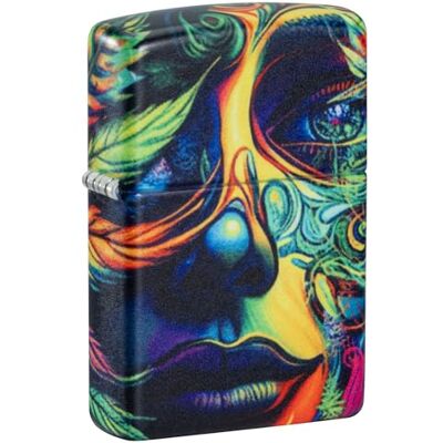 Zippo Cannabis Woman Zapalniczka Sztormowa, Kolorowy Nadruk, do Napełniania, Wielokrotnego Użytku, Wiatroodporna Konstrukcja, Pudełko na Prezent, Wykonano w USA, Kolor 540° Zippo Cannabis Woman Zapalniczka Sztormowa, Kolorowy Nadruk, do Napełniania, Wielokrotnego Użytku, Wiatroodporna Konstrukcja, Pudełko na Prezent, Wykonano w USA, Kolor 540°