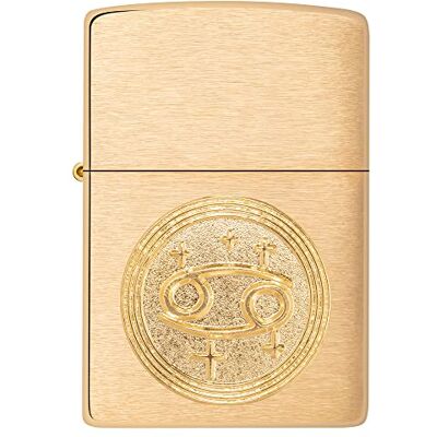 Zippo Zapalniczka Sztormowa, Model z Emblematem Raka, Wykończenie Szczotkowany Mosiądz, do Napełniania, Wielokrotnego Użytku, Odporna na Wiatr, Pudełko Prezentowe, Wyprodukowana w USA Zippo Zapalniczka Sztormowa, Model z Emblematem Raka, Wykończenie Szczotkowany Mosiądz, do Napełniania, Wielokrotnego Użytku, Odporna na Wiatr, Pudełko Prezentowe, Wyprodukowana w USA
