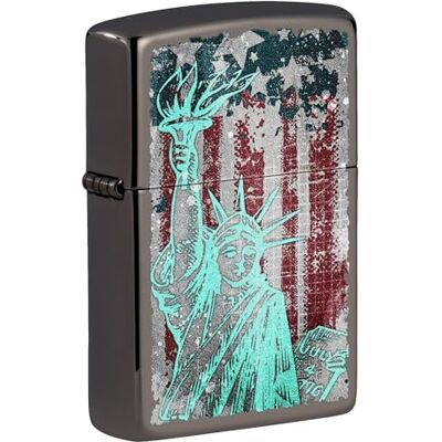 Zippo Statue Of Liberty Zapalniczka Sztormowa, Kolorowy Nadruk, do Napełniania, Wielokrotnego Użytku, Wiatroodporna Konstrukcja, Wykonano w USA, Kolor Czarny (Black Ice) Zippo Statue Of Liberty Zapalniczka Sztormowa, Kolorowy Nadruk, do Napełniania, Wielokrotnego Użytku, Wiatroodporna Konstrukcja, Wykonano w USA, Kolor Czarny (Black Ice)