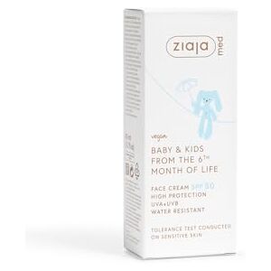 Ziaja BABY & KIDS krem do twarzy dla niemowląt SPF50 Ochrona przeciwsłoneczna dla dzieci od 6 miesięcy Wodoodporny Z shea, witaminą E, 50 ml, wegańskie marki MED Ziaja BABY & KIDS krem do twarzy dla niemowląt SPF50 Ochrona przeciwsłoneczna dla dzieci od 6 miesięcy Wodoodporny Z shea, witaminą E, 50 ml, wegańskie marki MED