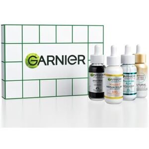 Garnier Zestaw upominkowy z 4 serum do twarzy serum przeciw brązowym plamom witamina C Serum przeciw zaskórnikom i niedoskonałościom węgla drzewnego hialuronowe serum wypełniające aloes Garnier Zestaw upominkowy z 4 serum do twarzy serum przeciw brązowym plamom witamina C Serum przeciw zaskórnikom i niedoskonałościom węgla drzewnego hialuronowe serum wypełniające aloes