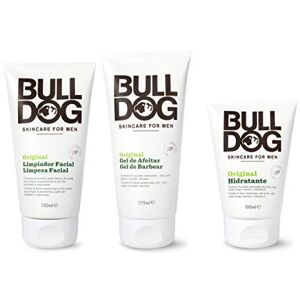 BULLDOG Pielęgnacja twarzy dla mężczyzn rutynowy zestaw do pielęgnacji twarzy, oryginalny nawilżający żel do mycia twarzy 150 ml + żel do golenia 175 ml + krem nawilżający 100 ml, biały BULLDOG Pielęgnacja twarzy dla mężczyzn rutynowy zestaw do pielęgnacji twarzy, oryginalny nawilżający żel do mycia twarzy 150 ml + żel do golenia 175 ml + krem nawilżający 100 ml, biały