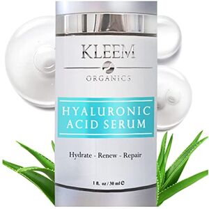 Kleem Organics Serum z kwasem hialuronowym: serum nawilżające przeciw starzeniu się skóry z wysoko skoncentrowanym kwasem hialuronowym i aloesem – redukuje zmarszczki i drobne linie – napina i wygładza skórę Kleem Organics Serum z kwasem hialuronowym: serum nawilżające przeciw starzeniu się skóry z wysoko skoncentrowanym kwasem hialuronowym i aloesem – redukuje zmarszczki i drobne linie – napina i wygładza skórę