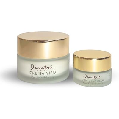 Demetra Zestaw do pielęgnacji skóry 2 w 1 – krem do twarzy 85% i kontury oczu 80% – ślimak i kwas hialuronowy (50 ml–15 ml) Demetra Zestaw do pielęgnacji skóry 2 w 1 – krem do twarzy 85% i kontury oczu 80% – ślimak i kwas hialuronowy (50 ml–15 ml)