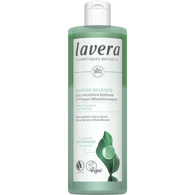lavera Barrier Balance Dwufazowa woda micelarna bezalkoholowa bez zapachu rozpuszcza wodoodporny makijaż delikatny dla bariery skórnej prebiotyk wegański Naturkosmetik 400 ml lavera Barrier Balance Dwufazowa woda micelarna bezalkoholowa bez zapachu rozpuszcza wodoodporny makijaż delikatny dla bariery skórnej prebiotyk wegański Naturkosmetik 400 ml