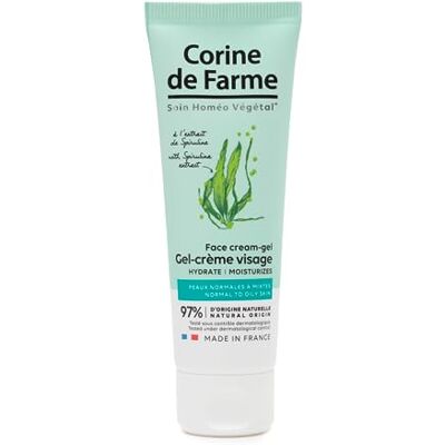 Corine de Farme Żel do twarzy z ekstraktem z Spiruliny Nawilża, odżywia, odświeża Skóra normalna do mieszanej 97% składników pochodzenia naturalnego francuska pielęgnacja 50 ml Corine de Farme Żel do twarzy z ekstraktem z Spiruliny Nawilża, odżywia, odświeża Skóra normalna do mieszanej 97% składników pochodzenia naturalnego francuska pielęgnacja 50 ml