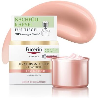 Eucerin Hyaluron-Filler + elastyczny wkład do kremu na dzień Rosé SPF 30 50 ml, kolorowy krem przeciw plamom i zmarszczkom z nawilżającym kwasem hialuronowym i tiamidolem do wszystkich rodzajów skóry Eucerin Hyaluron-Filler + elastyczny wkład do kremu na dzień Rosé SPF 30 50 ml, kolorowy krem przeciw plamom i zmarszczkom z nawilżającym kwasem hialuronowym i tiamidolem do wszystkich rodzajów skóry