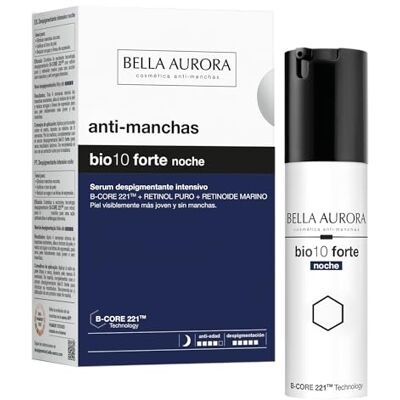 BELLA AURORA Bio10 Forte Night 30 ml, intensywny zabieg depigmentujący, serum przeciw plamom, stymuluje regenerację komórek, wszystkie rodzaje skóry, zapewnia jasność, technologia B-CORE221 BELLA AURORA Bio10 Forte Night 30 ml, intensywny zabieg depigmentujący, serum przeciw plamom, stymuluje regenerację komórek, wszystkie rodzaje skóry, zapewnia jasność, technologia B-CORE221