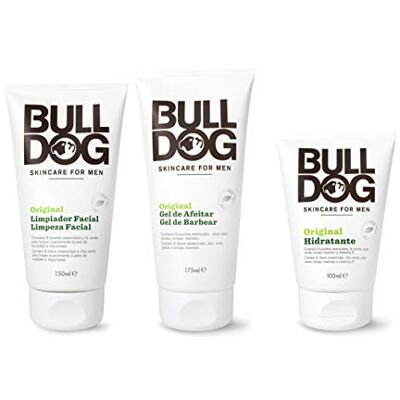 BULLDOG SKINCARE FOR MEN Bulldog Pielęgnacja twarzy dla mężczyzn rutynowy zestaw do pielęgnacji twarzy, oryginalny nawilżający żel do mycia twarzy 150 ml + żel do golenia 175 ml + krem nawilżający 100 ml, biały BULLDOG SKINCARE FOR MEN Bulldog Pielęgnacja twarzy dla mężczyzn rutynowy zestaw do pielęgnacji twarzy, oryginalny nawilżający żel do mycia twarzy 150 ml + żel do golenia 175 ml + krem nawilżający 100 ml, biały