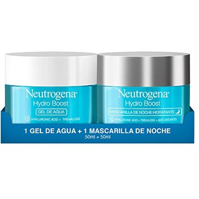 Neutrogena Hydro Boost Rutynowy Żel do twarzy i maska na noc z kwasem hialuronowym i naturalną trhalozą, nawilżający, opakowanie 2 x 50 ml Neutrogena Hydro Boost Rutynowy Żel do twarzy i maska na noc z kwasem hialuronowym i naturalną trhalozą, nawilżający, opakowanie 2 x 50 ml
