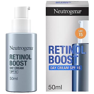 Neutrogena Retinol Boost Krem na dzień do twarzy z SPF 15 (1 x 50 ml), nawilżający retinolowy o wielu zaletach, zmniejszający drobne linie i gładką konsystencję, lekki krem na dzień SPF Neutrogena Retinol Boost Krem na dzień do twarzy z SPF 15 (1 x 50 ml), nawilżający retinolowy o wielu zaletach, zmniejszający drobne linie i gładką konsystencję, lekki krem na dzień SPF