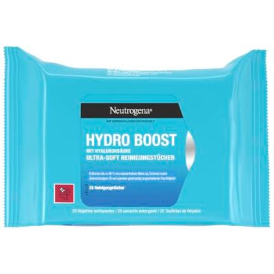Neutrogena , Chusteczki do demakijażu Hydro Boost nawilżające z kwasem hialuronowym, balsam bez tłuszczu, 25 szt Neutrogena , Chusteczki do demakijażu Hydro Boost nawilżające z kwasem hialuronowym, balsam bez tłuszczu, 25 szt