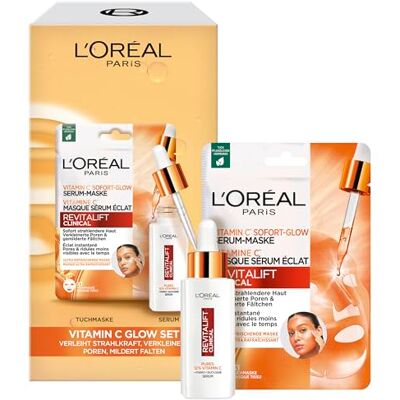 L'Oreal Paris L'Oréal Paris RevitaLift Clinical Vitamin C Glow Set, serum i maska z czystą 12% witaminą C dla promiennej skóry i oczyszczonych porów L'Oreal Paris L'Oréal Paris RevitaLift Clinical Vitamin C Glow Set, serum i maska z czystą 12% witaminą C dla promiennej skóry i oczyszczonych porów