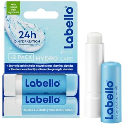 Labello NIVEA Duo Hydro-Care (2 x 5,5 ml), FPS 15 Długotrwały balsam nawilżający przez 24 godziny, pielęgnacja ust wzbogacona o naturalne olejki i masło shea Labello NIVEA Duo Hydro-Care (2 x 5,5 ml), FPS 15 Długotrwały balsam nawilżający przez 24 godziny, pielęgnacja ust wzbogacona o naturalne olejki i masło shea