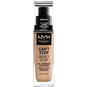 NYX PROFESSIONAL MAKEUP Can't Stop Won't Stop Full Coverage Foundation podkład do twarzy w płynie, kremowy, trwały, łatwe rozprowadzenie, 09 Medium Olive, 30 ml NYX PROFESSIONAL MAKEUP Can't Stop Won't Stop Full Coverage Foundation podkład do twarzy w płynie, kremowy, trwały, łatwe rozprowadzenie, 09 Medium Olive, 30 ml
