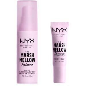 NYX PROFESSIONAL MAKEUP Zestaw podkładów Marshmellow Primer, baza pod makijaż, podkład skoncentrowany na skórze dla gładkiej i równomiernej cery, korzeń prawoślazu, wegańska formuła, regularny i mini NYX PROFESSIONAL MAKEUP Zestaw podkładów Marshmellow Primer, baza pod makijaż, podkład skoncentrowany na skórze dla gładkiej i równomiernej cery, korzeń prawoślazu, wegańska formuła, regularny i mini