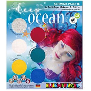 Eulenspiegel 207017 Paleta do makijażu Deep Ocean, instrukcja dla 5 masek morskich, makijaż dla dzieci, makijaż karnawałowy Eulenspiegel 207017 Paleta do makijażu Deep Ocean, instrukcja dla 5 masek morskich, makijaż dla dzieci, makijaż karnawałowy