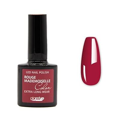 GLAM UP Glam'Up Paris półtrwały lakier żelowy bez hema, lakier żelowy UV LED, wysoce pigmentowany, trwały, łatwy w użyciu, czerwony (Mademoiselle Red) GLAM UP Glam'Up Paris półtrwały lakier żelowy bez hema, lakier żelowy UV LED, wysoce pigmentowany, trwały, łatwy w użyciu, czerwony (Mademoiselle Red)