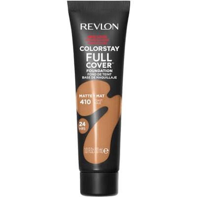 REVLON ColorStay Full Cover Longwear matowy podkład, odporny na wysokie temperatury i pot, lekki makijaż twarzy, odcień tosty (410), 30 ml REVLON ColorStay Full Cover Longwear matowy podkład, odporny na wysokie temperatury i pot, lekki makijaż twarzy, odcień tosty (410), 30 ml