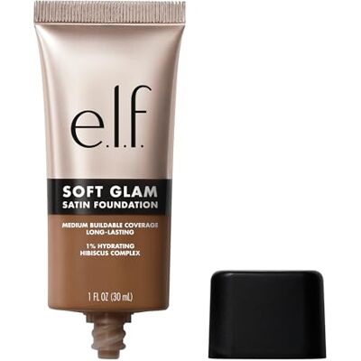 e.l.f. Soft Glam Foundation, średnia siła krycia, długotrwały i budujący podkład do gładkiego, jedwabiście matowego wykończenia, wegański i nietestowany na zwierzętach, 54 głęboko neutralny e.l.f. Soft Glam Foundation, średnia siła krycia, długotrwały i budujący podkład do gładkiego, jedwabiście matowego wykończenia, wegański i nietestowany na zwierzętach, 54 głęboko neutralny