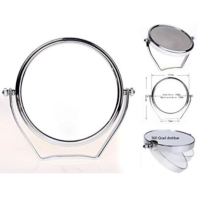 HIMRY Designed lusterko kosmetyczne BZW 5-krotne powiększenie, średnica 14,7 cm, dwustronne, lusterko stojące, lusterko podróżne, 6 cali, chromowane, KX_TKD3102-5x, 5-krotne HIMRY Designed lusterko kosmetyczne BZW 5-krotne powiększenie, średnica 14,7 cm, dwustronne, lusterko stojące, lusterko podróżne, 6 cali, chromowane, KX_TKD3102-5x, 5-krotne