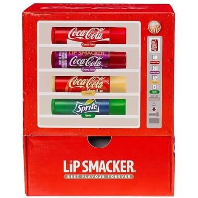 Lip Smacker , Zestaw balsamów do ust Coca Cola, balsam do ust, zestaw upominkowy dla dzieci, 4 smaki, Coca-Cola, Cherry Cola, wanilia, Sprite Lip Smacker , Zestaw balsamów do ust Coca Cola, balsam do ust, zestaw upominkowy dla dzieci, 4 smaki, Coca-Cola, Cherry Cola, wanilia, Sprite