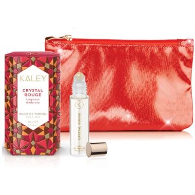 Athena KALEY Pudełko prezentowe Crystal Rouge, perfumy olejowe Roll-On, intensywny zapach drzewny i bursztynowy, z kopertówką Deluxe Glitter, 10 ml, wyprodukowano we Włoszech Athena KALEY Pudełko prezentowe Crystal Rouge, perfumy olejowe Roll-On, intensywny zapach drzewny i bursztynowy, z kopertówką Deluxe Glitter, 10 ml, wyprodukowano we Włoszech