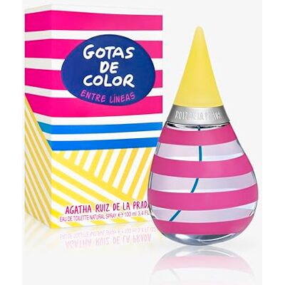 Agatha Ruiz de la Prada Perfumes GOTAS DE COLOR ENTRE LINEAS EDT dla kobiet Długotrwały Zabawny i żywy zapach, owocowe i kwiatowe nuty, idealne na dzień, 100 ml Agatha Ruiz de la Prada Perfumes GOTAS DE COLOR ENTRE LINEAS EDT dla kobiet Długotrwały Zabawny i żywy zapach, owocowe i kwiatowe nuty, idealne na dzień, 100 ml