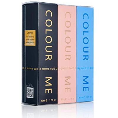 COLOUR ME Sky Blue/Gold Femme/Pearl Triple Pack, Zapach dla kobiet, 3 x 50 ml Woda perfumowana, Milton-Lloyd COLOUR ME Sky Blue/Gold Femme/Pearl Triple Pack, Zapach dla kobiet, 3 x 50 ml Woda perfumowana, Milton-Lloyd