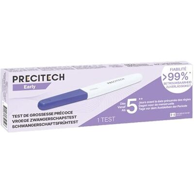 PreciTech Test ciążowy na wczesny mocz ● Niezawodny w 99% ● 5 dni przed domniemaną datą miesiączki ● Czułość 10 mUI/mL hCG ● Szybka i dokładna PreciTech Test ciążowy na wczesny mocz ● Niezawodny w 99% ● 5 dni przed domniemaną datą miesiączki ● Czułość 10 mUI/mL hCG ● Szybka i dokładna