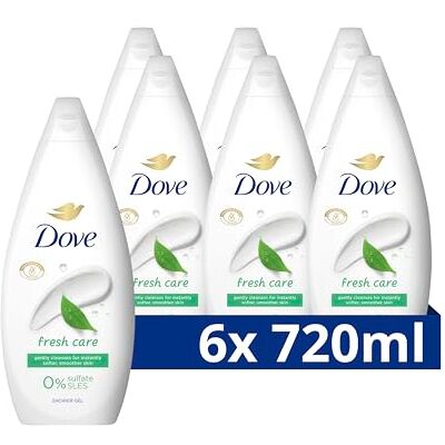 Dove Essential Care Fresh Care pielęgnujący żel pod prysznic, przekształca nawet najbardziej suchą skórę, 6 x 720 ml Dove Essential Care Fresh Care pielęgnujący żel pod prysznic, przekształca nawet najbardziej suchą skórę, 6 x 720 ml
