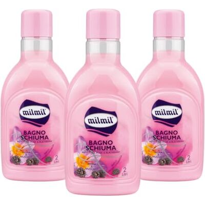 Milmil Kąpiel piankowa, zapach jeżyny i piżma, praktyczny format komfortowy, testowany dermatologicznie 3 x 2000 ml Milmil Kąpiel piankowa, zapach jeżyny i piżma, praktyczny format komfortowy, testowany dermatologicznie 3 x 2000 ml
